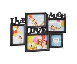 Relaxdays 4xCadre photos Live Love Laugh noir