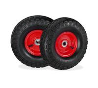 Relaxdays 4xRoues de diable jante acier rouge/noir