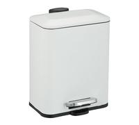 Relaxdays 5 L Poubelle de Bain à pédale, Panier Seau intérieur Amovible et Couvercle Amorti, Fer Mat, Blanc