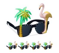Relaxdays Paire de Lunettes pour Faire la fête, Lot de 5, en Plastique, Flamant & Palmier, pour Le Carnaval, Multicolore