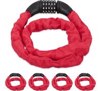 relaxdays 5 x antivol à combinaison vélo rouge