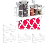 relaxdays 5 x Panier à suspendre avec porte-rouleau de cuisine