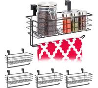 relaxdays 5 x Panier à suspendre avec porte-rouleau de cuisine