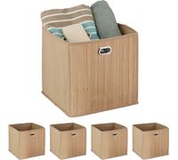 relaxdays 5 x Panier de rangement beige haut
