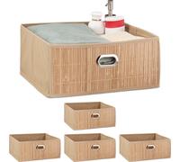 relaxdays 5 x Panier de rangement en bambou naturel
