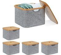 relaxdays 5 x Panier de rangement tissu gris