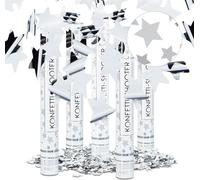 relaxdays 5 x Party Popper argent étoiles 40 cm