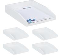 relaxdays 5 x porte-documents en bambou blanc