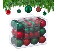 Relaxdays 50 Boules de Noël, Mates, Brillantes & pailletées, pour décorer Le Sapin comme il se Doit, Vertes & Rouges