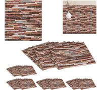 relaxdays 50 x Panneaux muraux aspect pierre multicolore