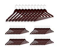 Relaxdays 50x Cintres en Bois Manteaux Pantalons Robes vêtements 30 pièces Crochet Rotatif 360°, Marron