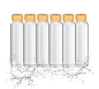 Relaxdays Gourde en Verre, Lot de 6, 500 ML, Bouteille, Bouchon Bambou, Housse, Verre Borosilicate, Transparent/Noir