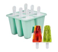 Relaxdays Moules à glace, silicone, lot pratique x6, fait maison, 80 ml, enfants, adultes, crème glacée, turquoise/blanc
