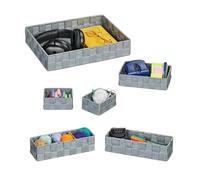 Relaxdays 6 paniers de Rangement, 4 Tailles différentes, Aspect tressé, Corbeille en Plastique, Salle Bain, Gris