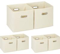 relaxdays 6 x Boîte de rangement en tissu beige