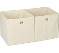 relaxdays 6 x Boîte de rangement en tissu beige