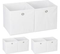 relaxdays 6 x Boîte de rangement en tissu blanc