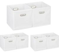 relaxdays 6 x Boîte de rangement en tissu blanc
