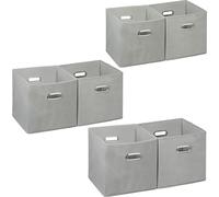 relaxdays 6 x Boîte de rangement en tissu gris