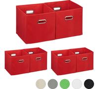 relaxdays 6 x Boîte de rangement en tissu rouge