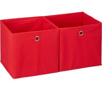relaxdays 6 x Boîte de rangement en tissu rouge