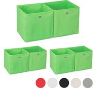 relaxdays 6 x Boîte de rangement en tissu vert