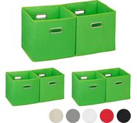 relaxdays 6 x Boîte de rangement en tissu vert