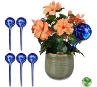 relaxdays 6 x Boule d'arrosage verre bleu