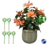 relaxdays 6 x Boule d'arrosage verre vert
