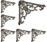 relaxdays 6 x équerre d'étagère bronze antique
