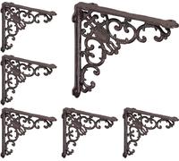 relaxdays 6 x équerre d'étagère marron antique