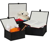 relaxdays 6 x Panier de rangement noir