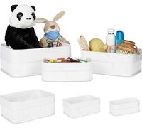relaxdays 6 x Panier de rangement salle de bain blanc