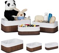 relaxdays 6 x Panier de rangement salle de bain marron