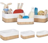 relaxdays 6 x Panier de rangement salle de bain nature