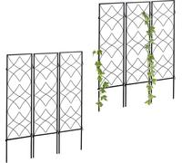 Treillis de Jardin, métal, Lot de 6, à Planter, Support pour Plantes grimpantes, 122x31 cm, Jardin, Noir