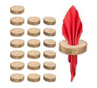 Relaxdays 60 Ronds de Serviette en Bois, H x D : 2 x 7 cm, Porte-Serviettes pour Serviettes en Papier et Tissu, Naturel, par 60