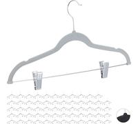 relaxdays 60 x cintres en velours avec clips gris