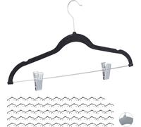 relaxdays 60 x cintres en velours avec clips noir
