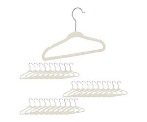 Relaxdays 60x Cintres Enfants, Set Velours, Cintres bébé décoratif Chemises antidérapant Crochet Rotatif Beige