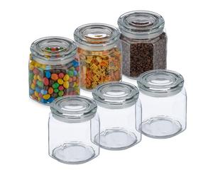 Relaxdays 6x bocaux en verre de 1300 ml
