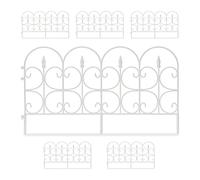Relaxdays 6X Bordures de Jardin Plastique, Clôture Gazon 30 cm, 6 éléments, 4 m, Parterre Massif pelouse, Piquet, Blanches