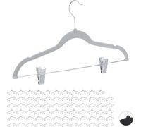 relaxdays 72 x cintres en velours avec clips gris
