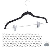 relaxdays 72 x cintres en velours avec clips noir