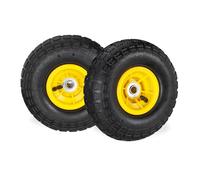 Relaxdays 8 Roues pour Diable 4.1/3.5-4, de Rechange avec air, axe de 16 mm, Jusqu’à 136 kg, 260 x 85 mm, Jaune/Noir