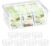 relaxdays 8 x boîte à thé transparente avec 6 compartiments