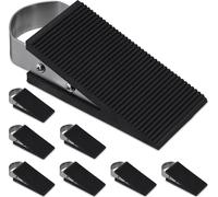 Relaxdays Cale-Porte Lot de 8, Caoutchouc, Acier INOX, antidérapant, butoir pour Sol, HLP : 3 x 5 x 12 cm, Noir/argenté