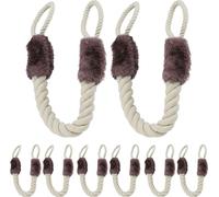Relaxdays Butoir de Porte, Anti-pincement, Lot de 8, poignées, sécurité bébés et Animaux, Corde, 60 cm, Beige/Marron