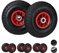 relaxdays 8 x roue de diable 3.00-4 noir-rouge