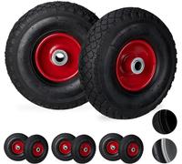 relaxdays 8 x roue de diable 3.00-4 noir-rouge